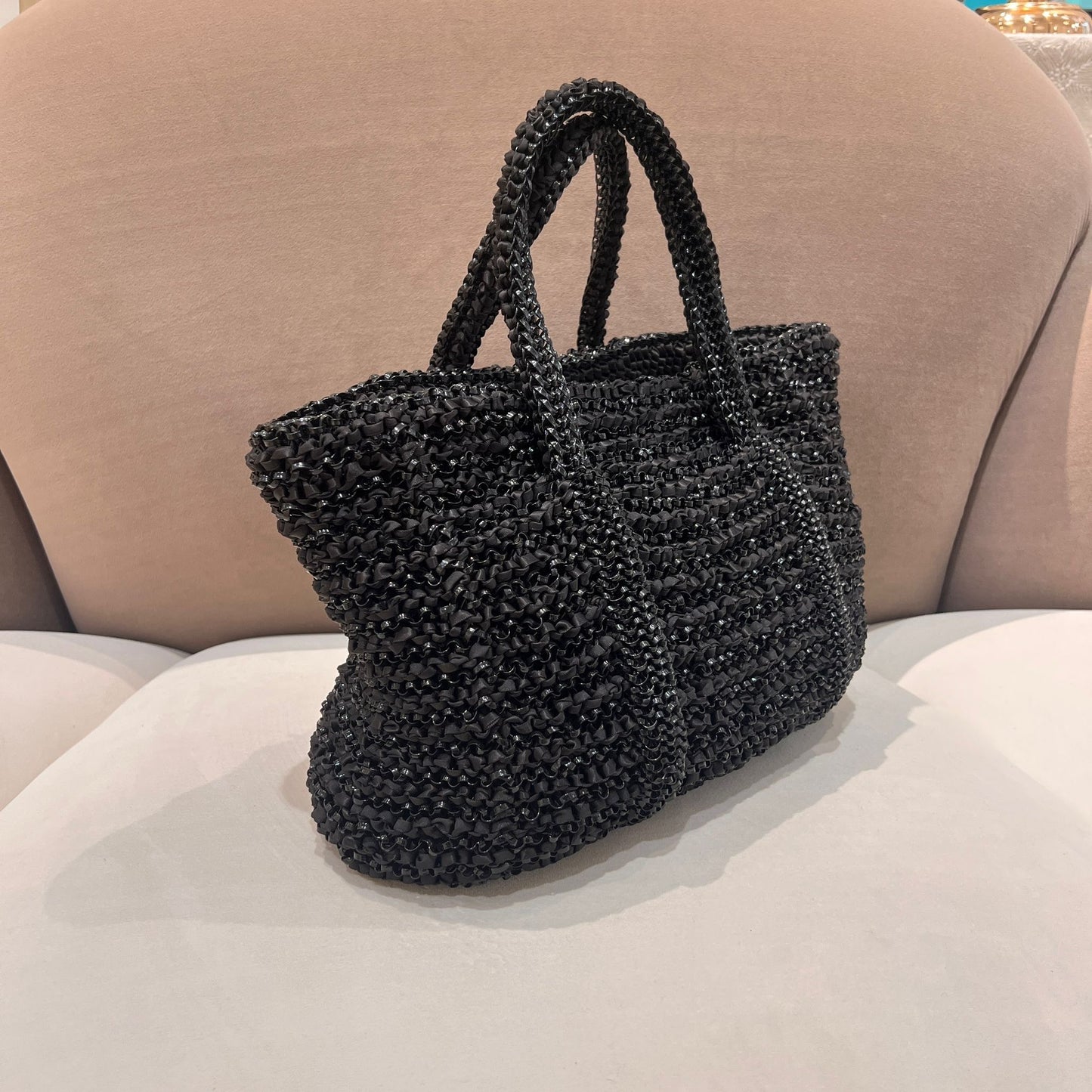 Anteprima Vintage Black Wire Knit Tote Bag