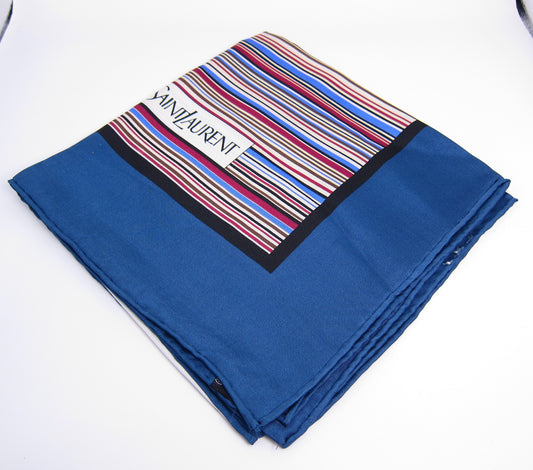 Yves Saint Laurent Vintage Multi Color Striped Silk Scarf