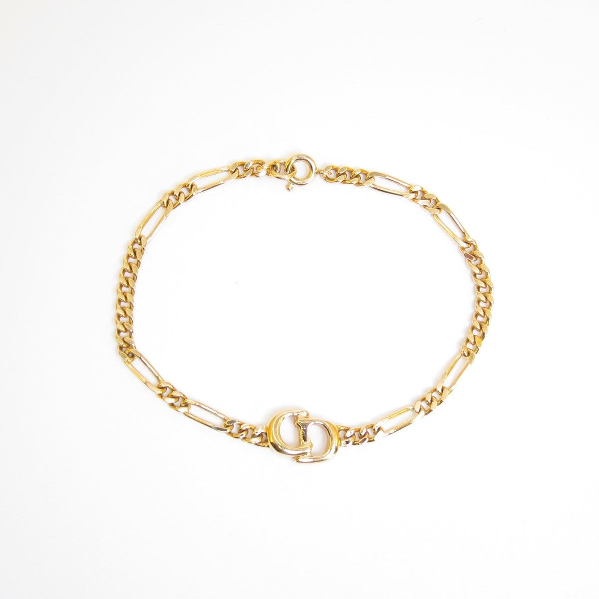 Christian Dior Vintage Oval CD Charm Gold-Tone Bracelet, 17.5cm