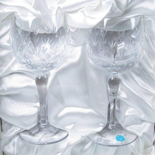 Tiffany Vintage Flower Motif Wine Glass Set of 2