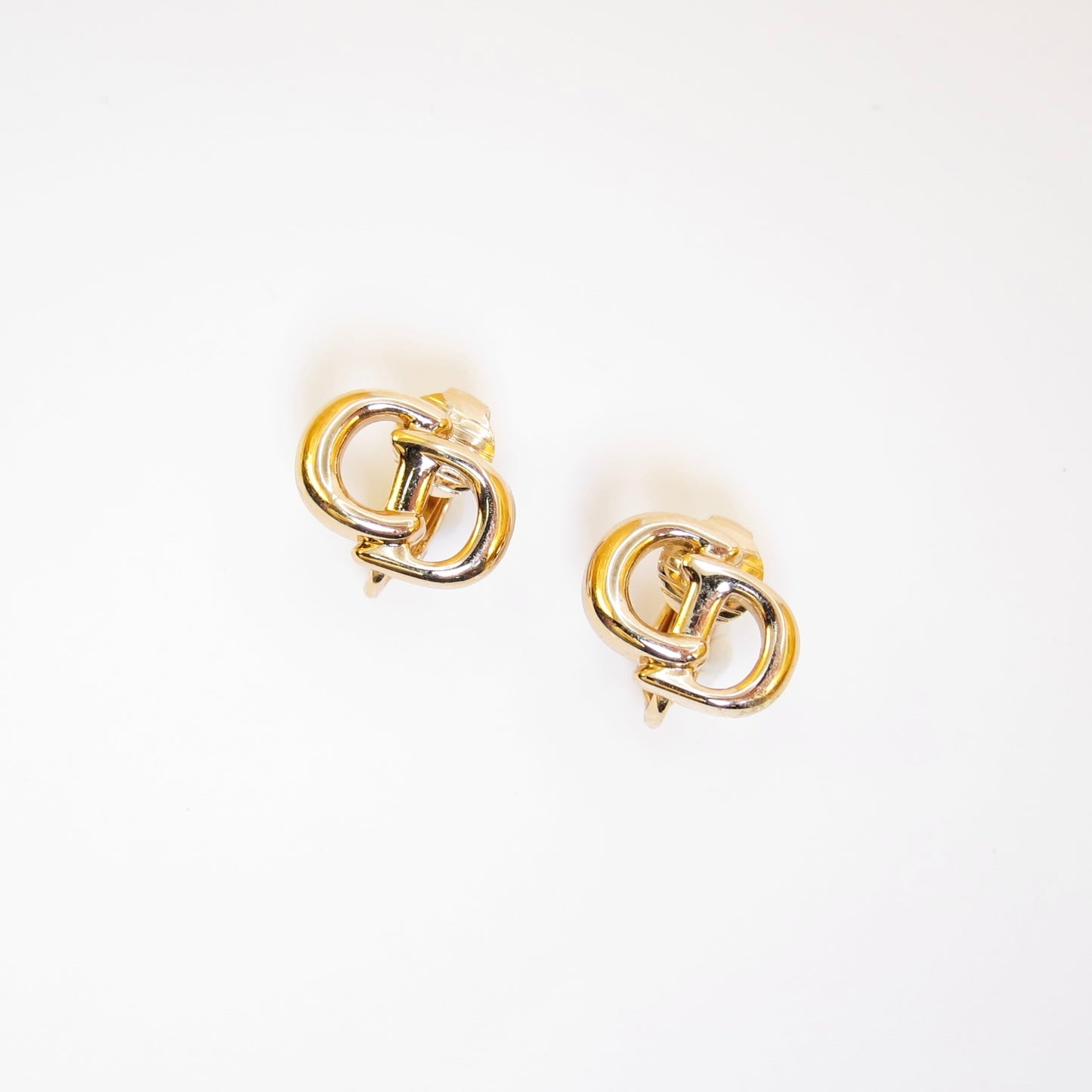 Christian Dior Vintage CD Logo Golden Clip-on Earrings