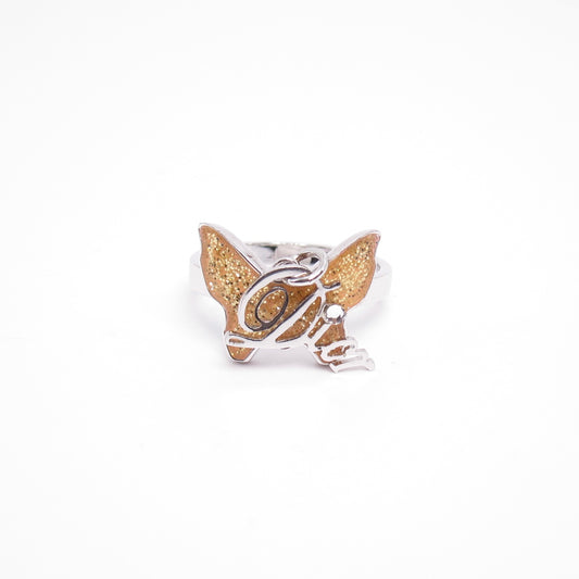 Christian Dior Vintage Dior Logo and Butterfly Silver Ring