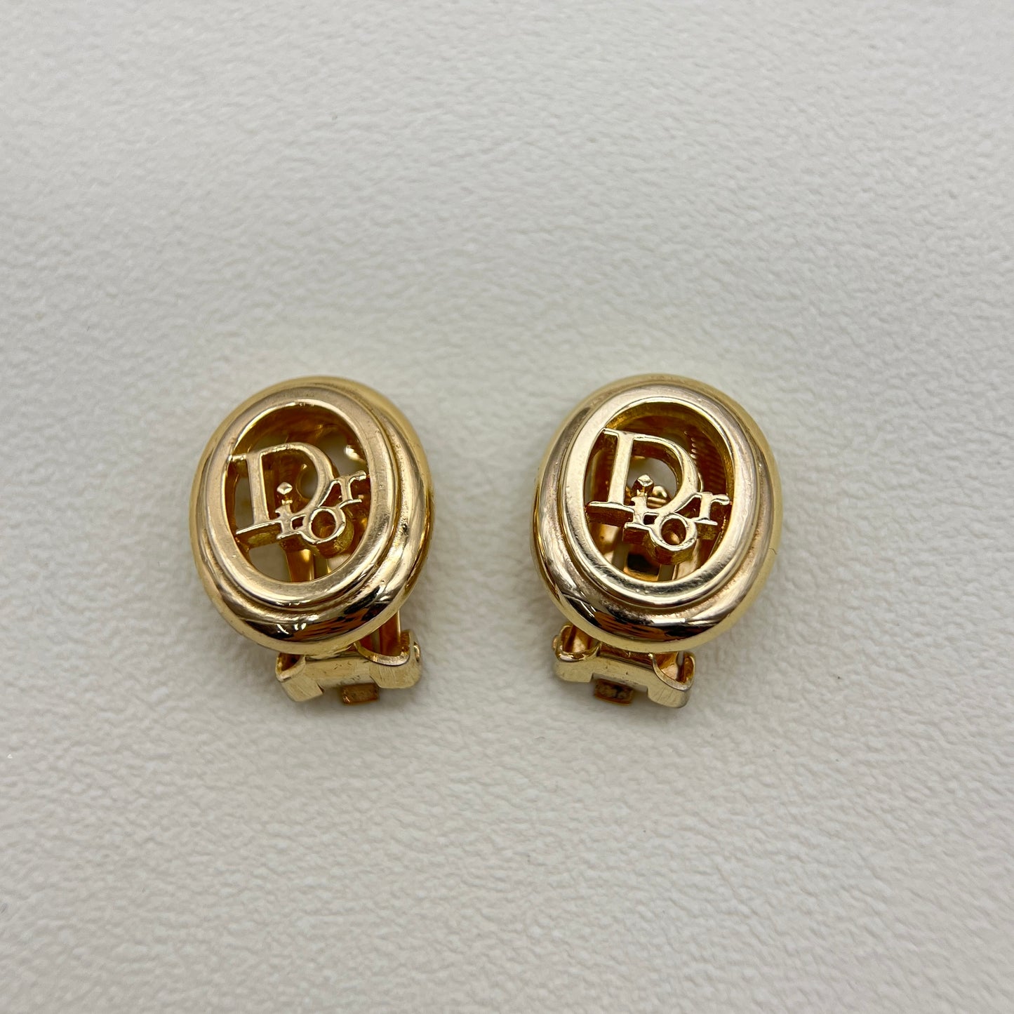 Christian Dior Vintage Dior in Oval Shape Golden Clip-on Earrings