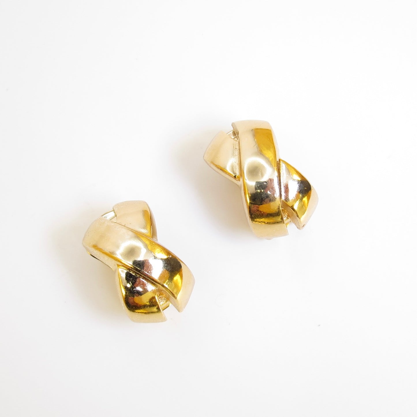 Christian Dior Vintage Cross Motif Golden Clip-on Earrings
