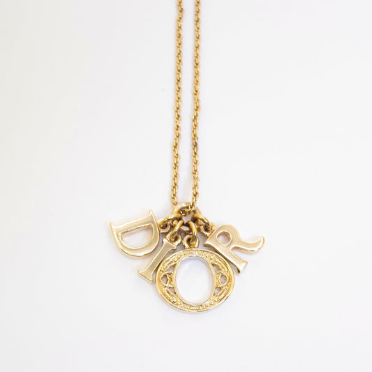 Christian Dior Vintage Dior  Letter Charm Golden Necklace