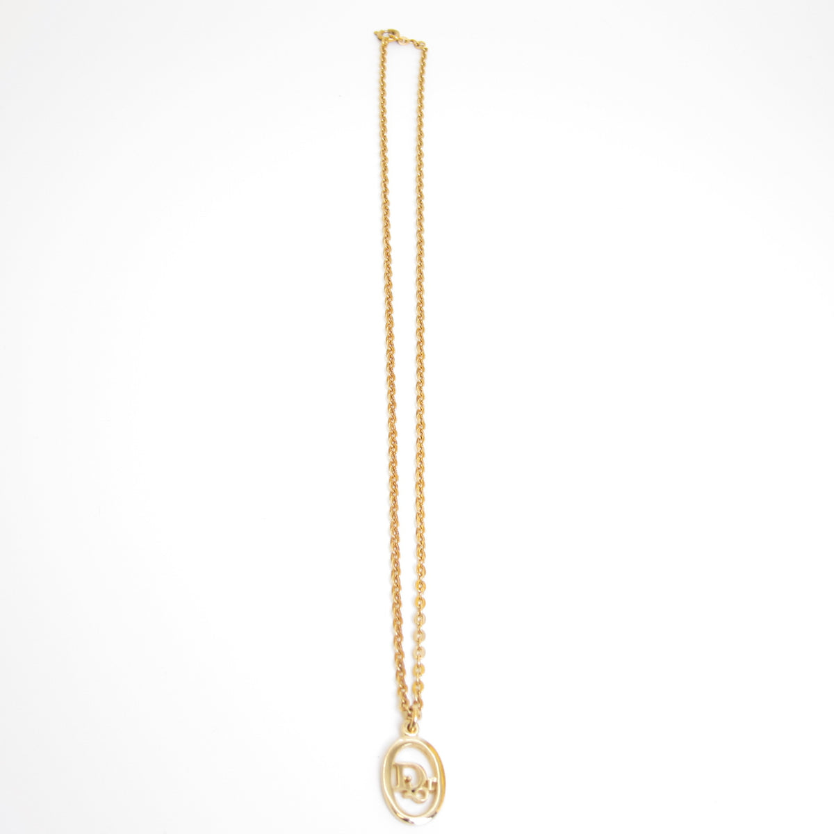 Christian Dior Vintage Oval CD Logo Gold-Tone Necklace