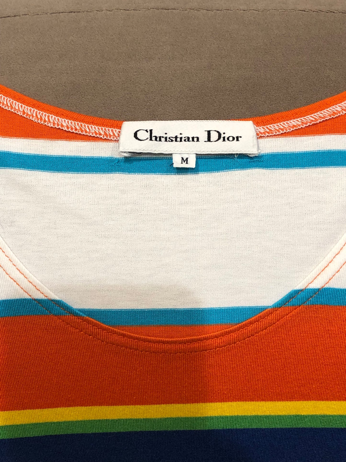 Christian Dior Vintage Multi-Color Striped with Polka Dots Sleeveless Top
