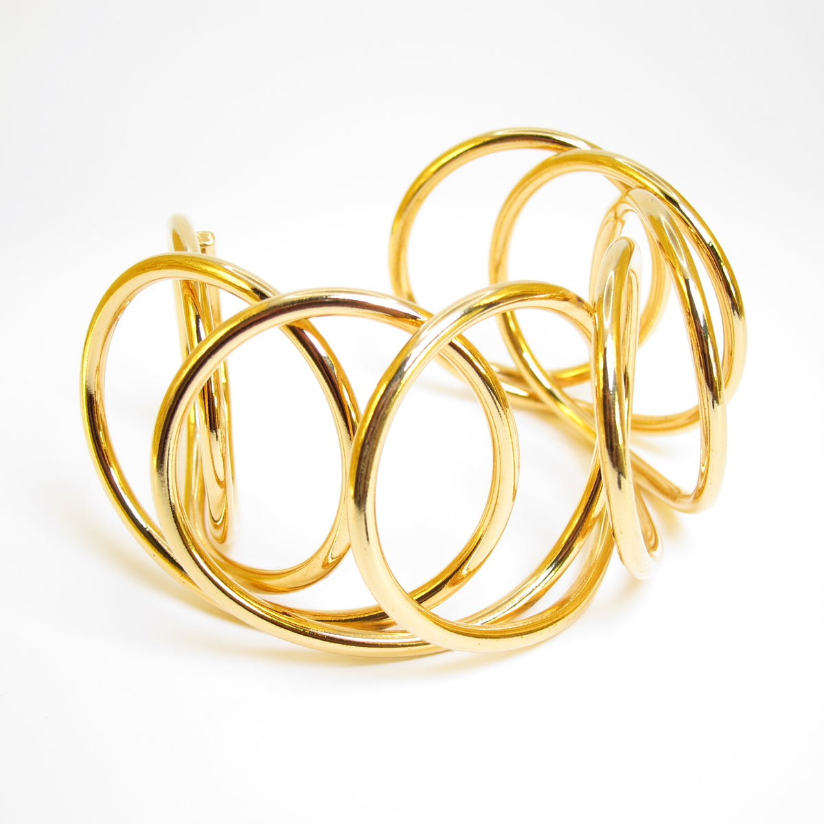 Loewe Vintage Sculptural Spiral Gold-Tone Cuff Bracelet, 22cm