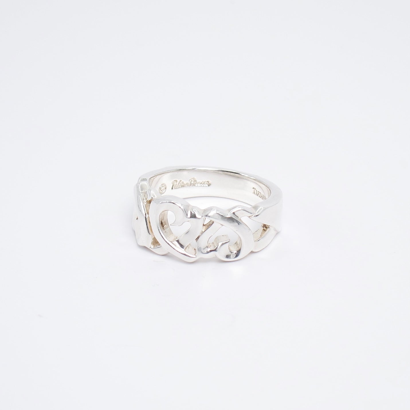 Tiffany Vintage Triple Loving Heart 925 Silver Ring