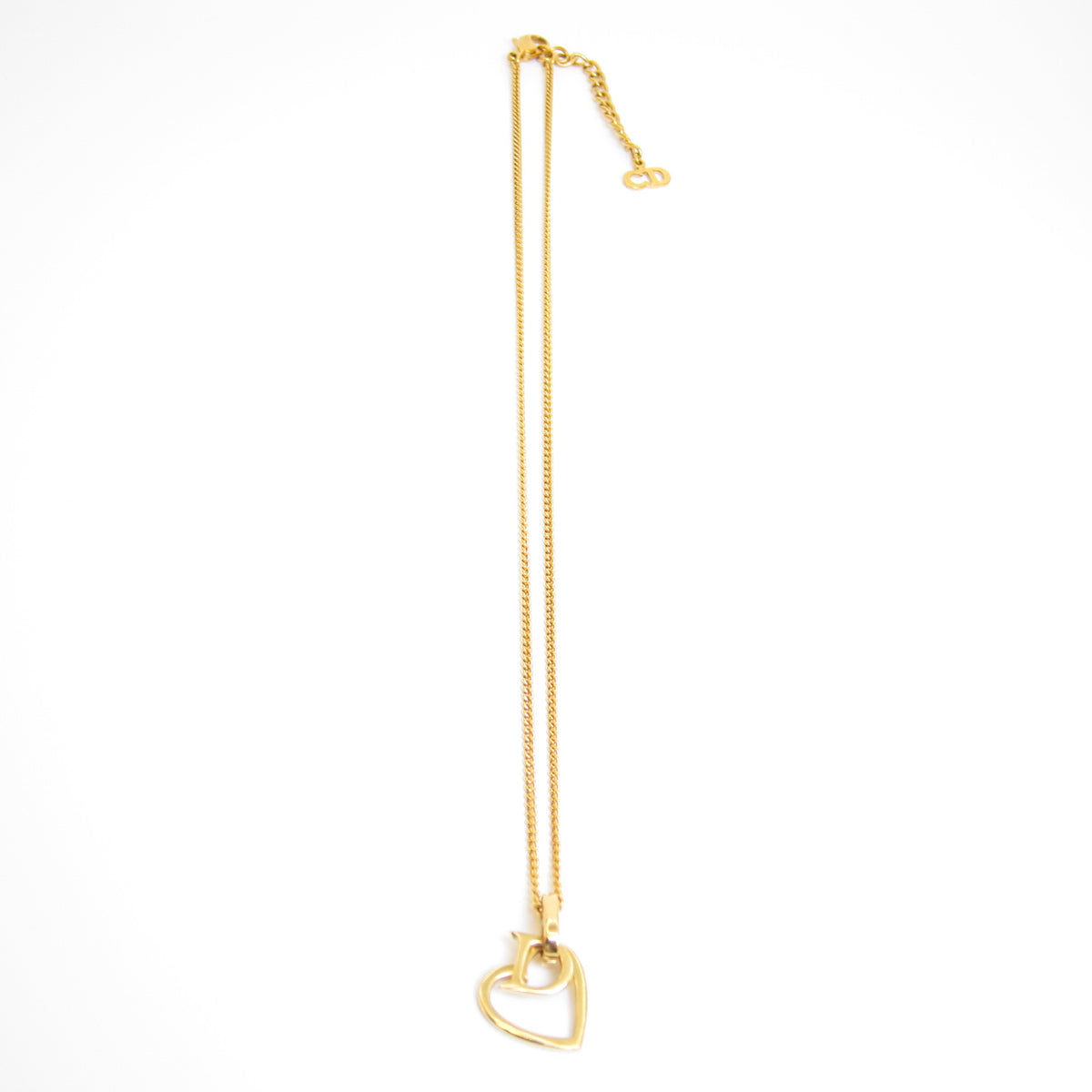 Christian Dior Vintage Open Heart D Logo Gold-Tone Necklace, 43cm