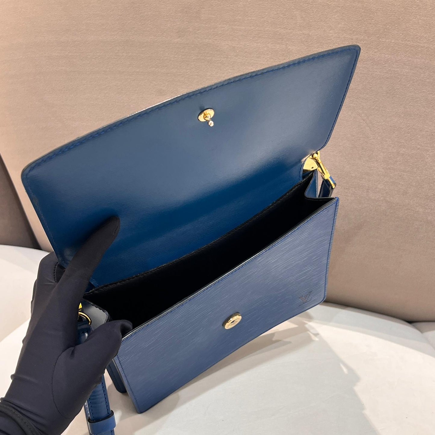 Louis Vuitton Vintage Epi Grenelle Blue Structured Shoulder Bag