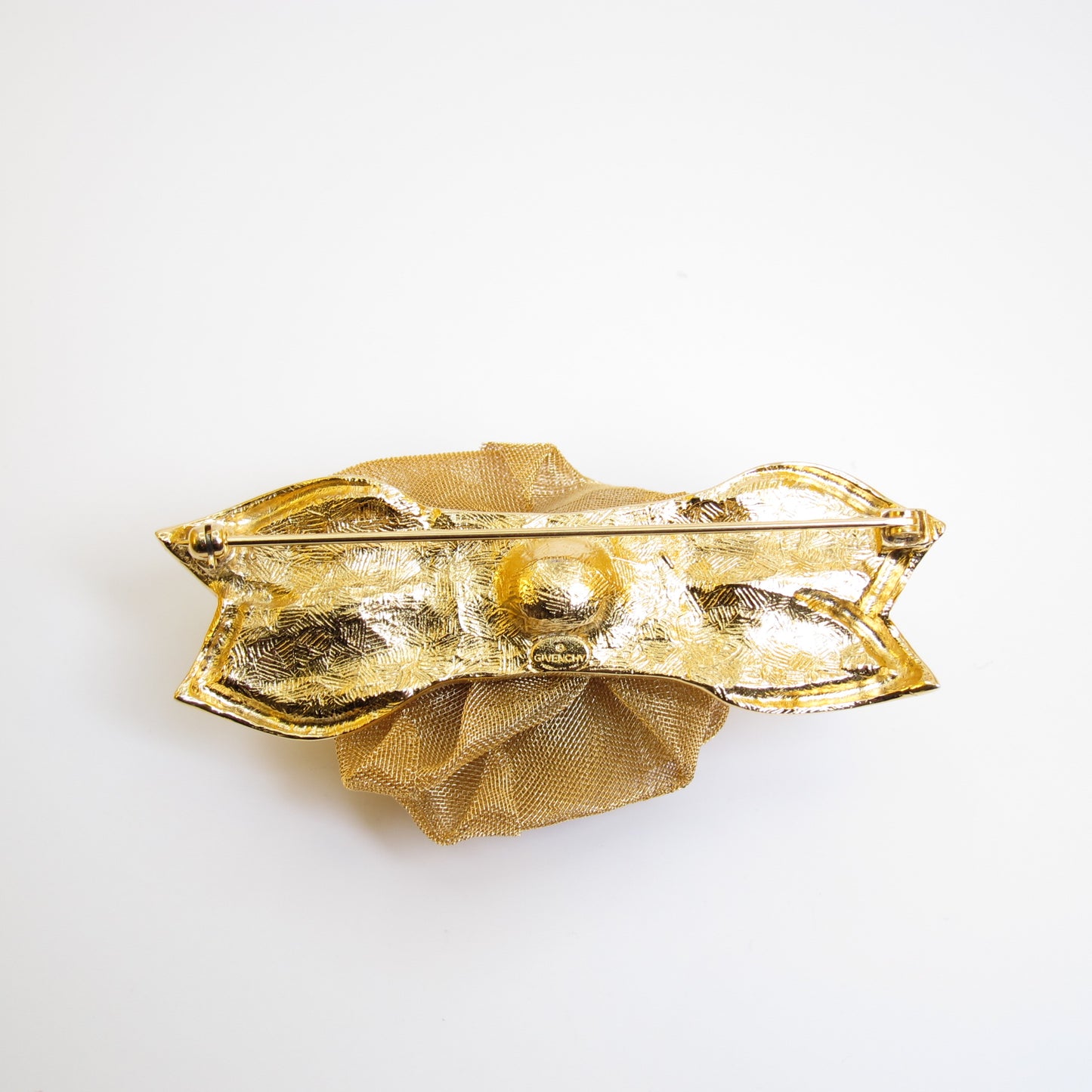 Givenchy Vintage Flower Motif with Rhinestone Golden Brooch