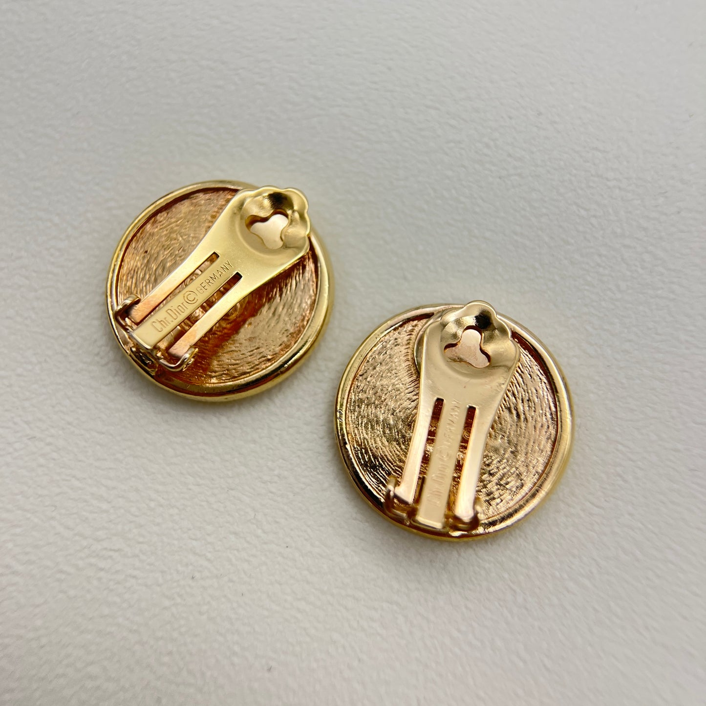 Christian Dior Vintage Dior Logo on Round Shape Golden Clip-on Earrings
