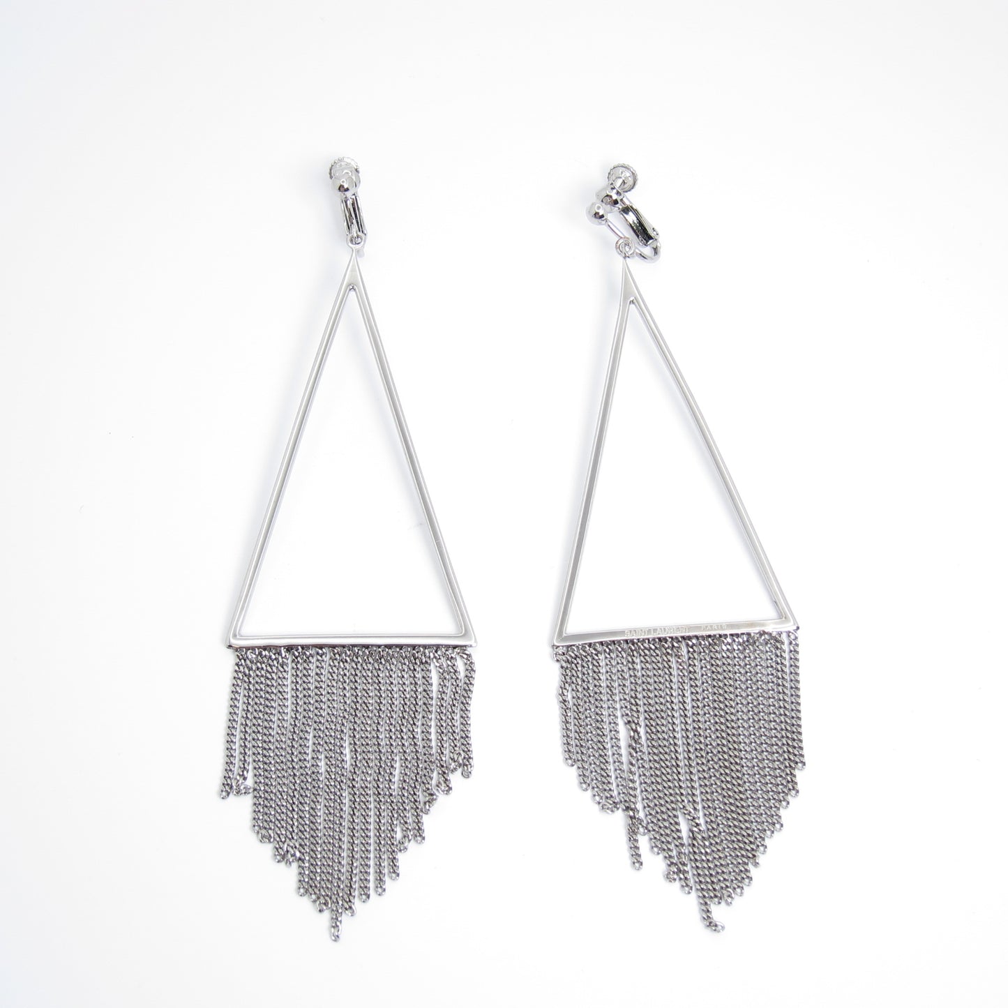 Yves Saint Laurent Vintage Stylish Dangle Silver Clip-on Earrings