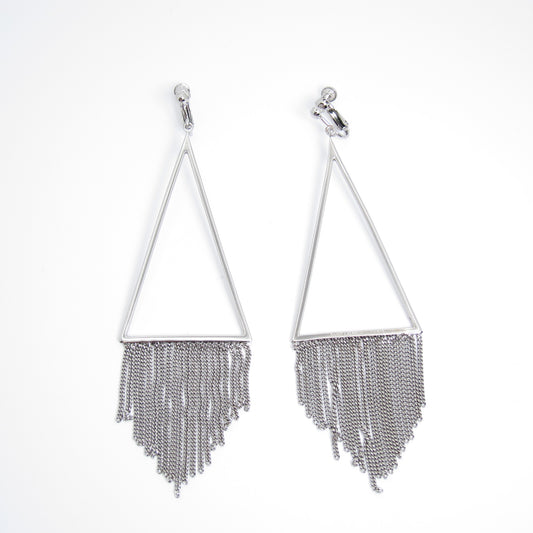 Yves Saint Laurent Vintage Stylish Dangle Silver Clip-on Earrings