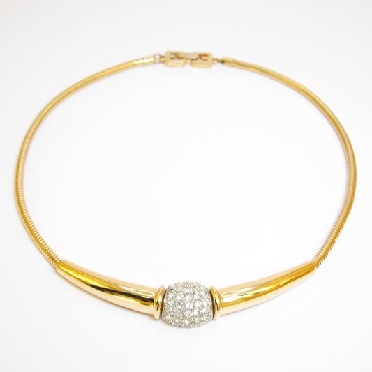 Givenchy Vintage Stylish Rhinestone Golden Necklace
