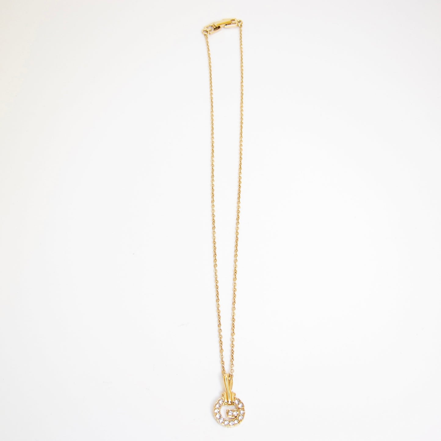Givenchy Vintage G Logo with Rhinestone Golden Necklace