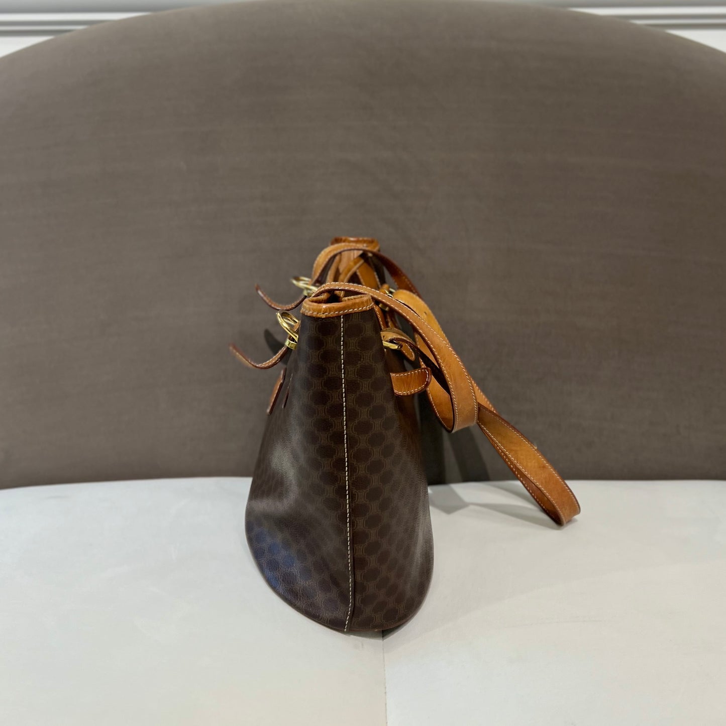 Celine Vintage Macadam Brown Color Tote Bag