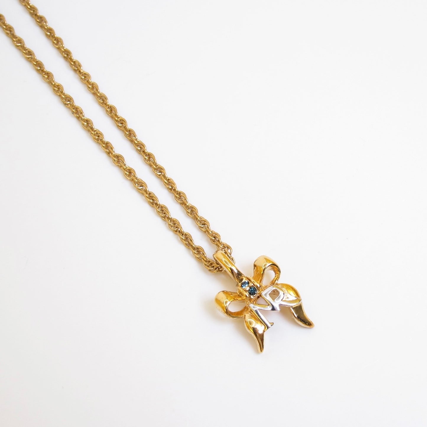Nina Ricci Vintage NR Logo on Ribbon Golden Necklace