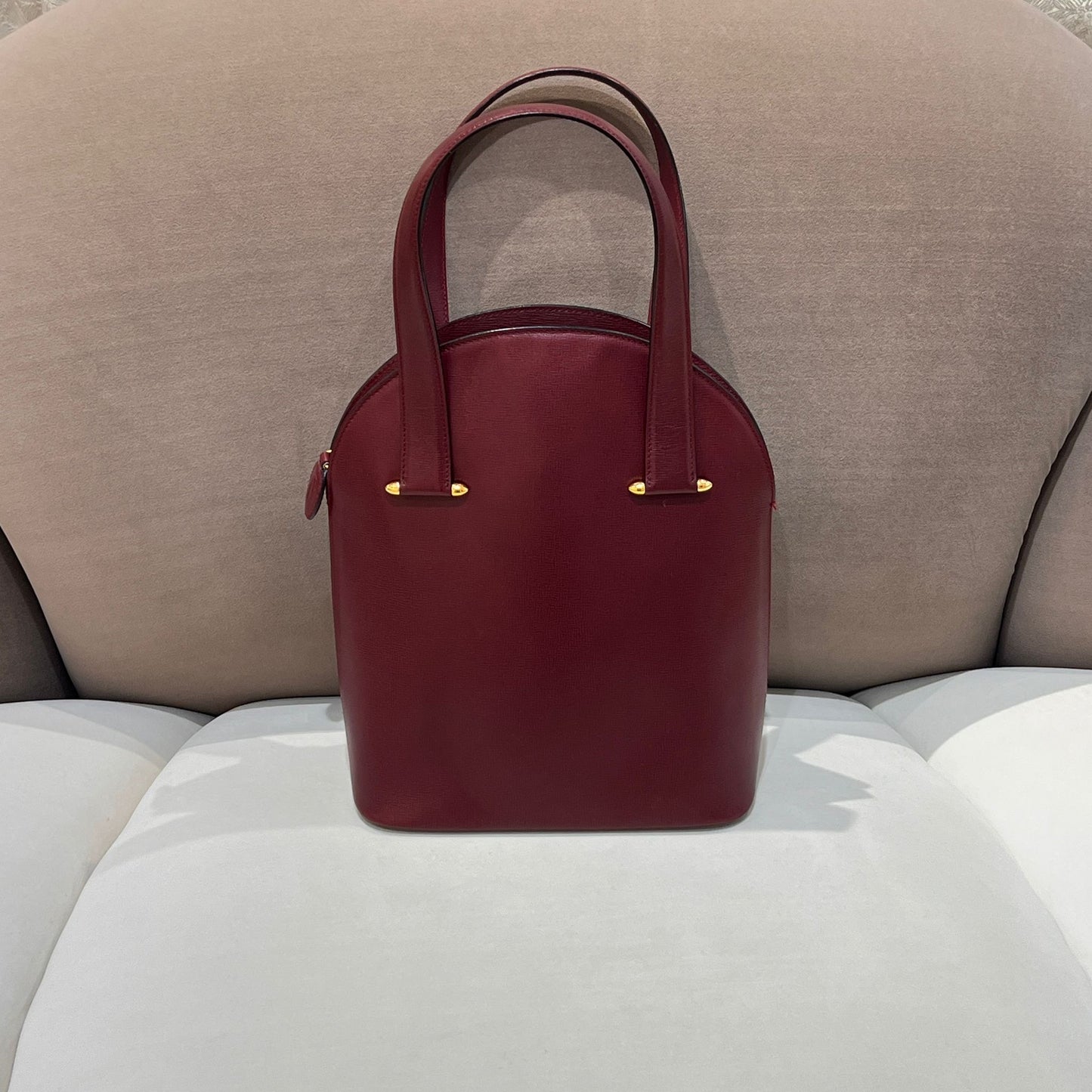 Cartier Vintage Must De Cartier Bordeaux Leather Oval Handbag