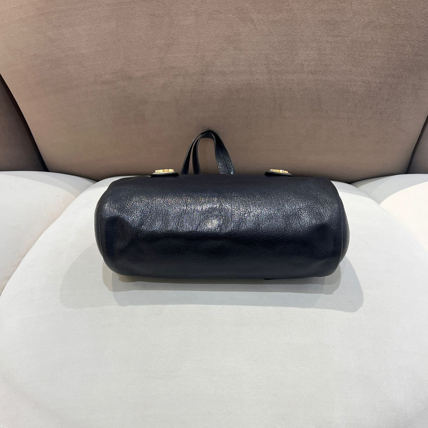 Christian Dior Vintage Cd Logo Black Leather Barrel Shoulder Bag