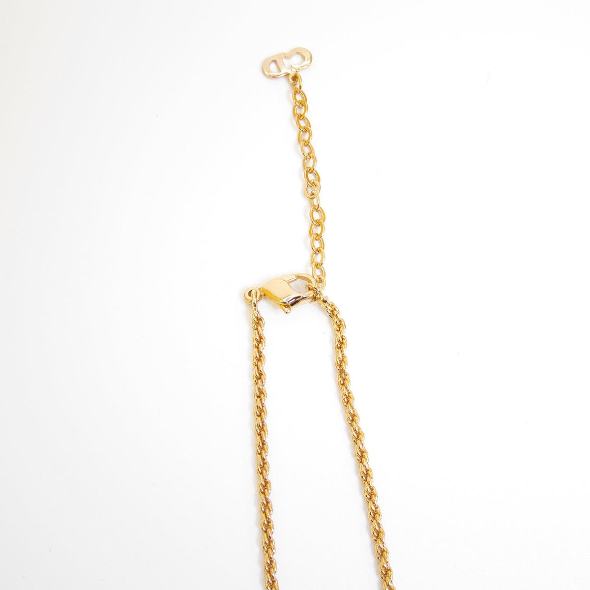 Christian Dior 中古蝴蝶結及閃石心形金色頸鏈