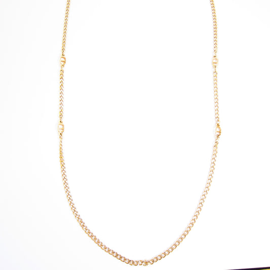 Christian Dior Vintage CD Logo Golden Long Necklace