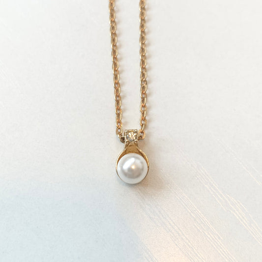 Christian Dior Vintage Pearl and Rhinestone Golden Necklace