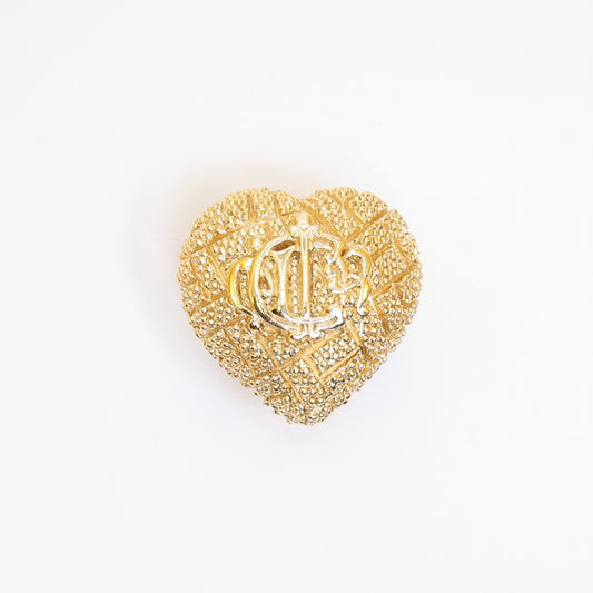 Christian Dior Vintage Dior Logo on Heart Golden Brooch