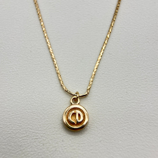 Christian Dior Vintage CD Logo in Circle Golden Necklace