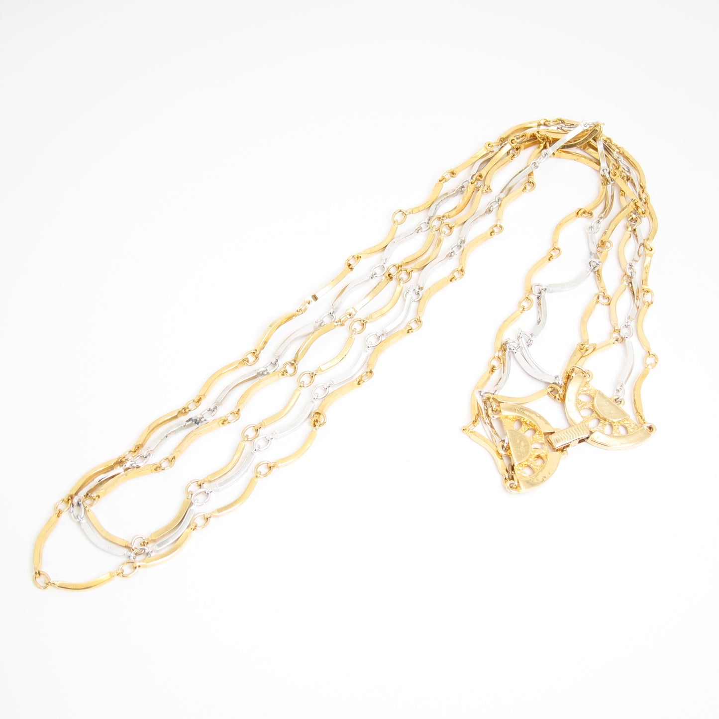 Yves Saint Laurent Vintage 3-Row Two Tone Long Necklace