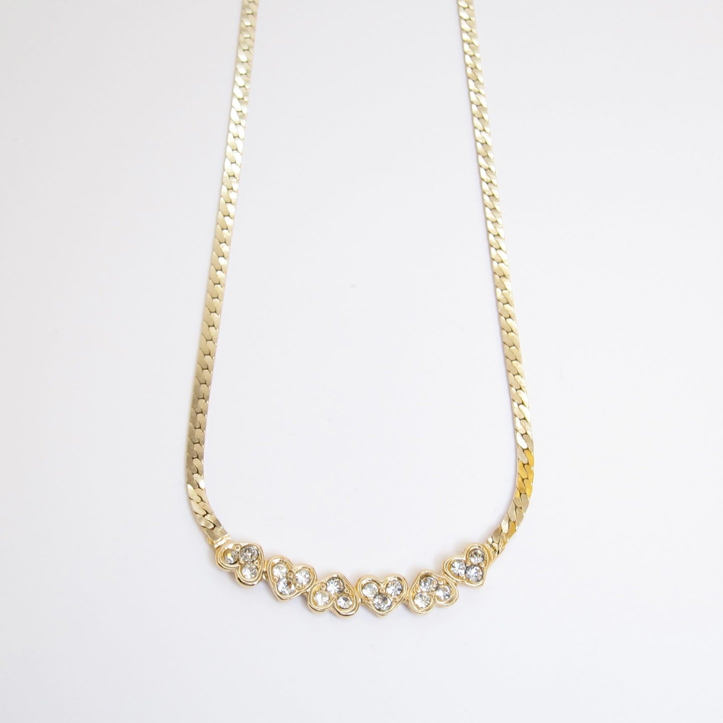 Givenchy Vintage Heart Motif with Rhinestone Golden Necklace