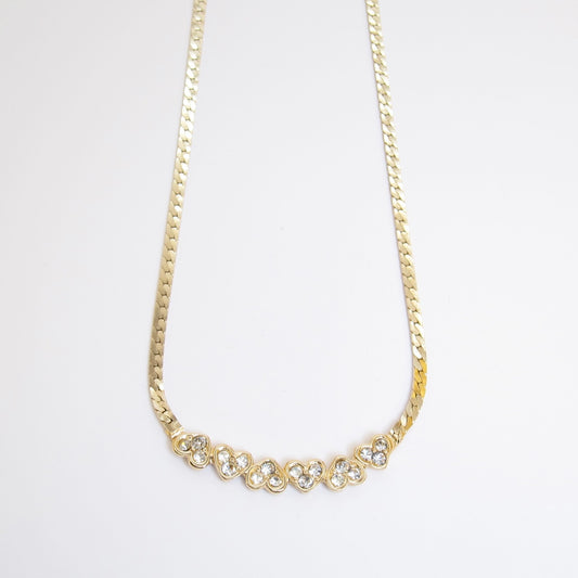 Givenchy Vintage Heart Motif with Rhinestone Golden Necklace