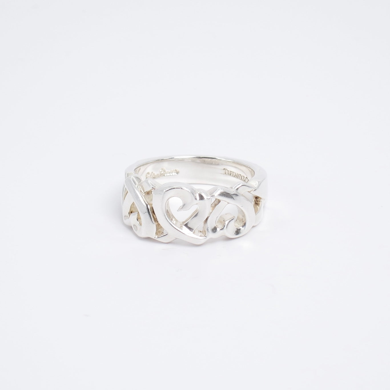 Tiffany Vintage Triple Loving Heart 925 Silver Ring
