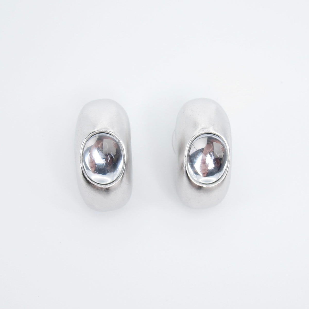 Givenchy Silver-Tone Sculptural Oval Earrings