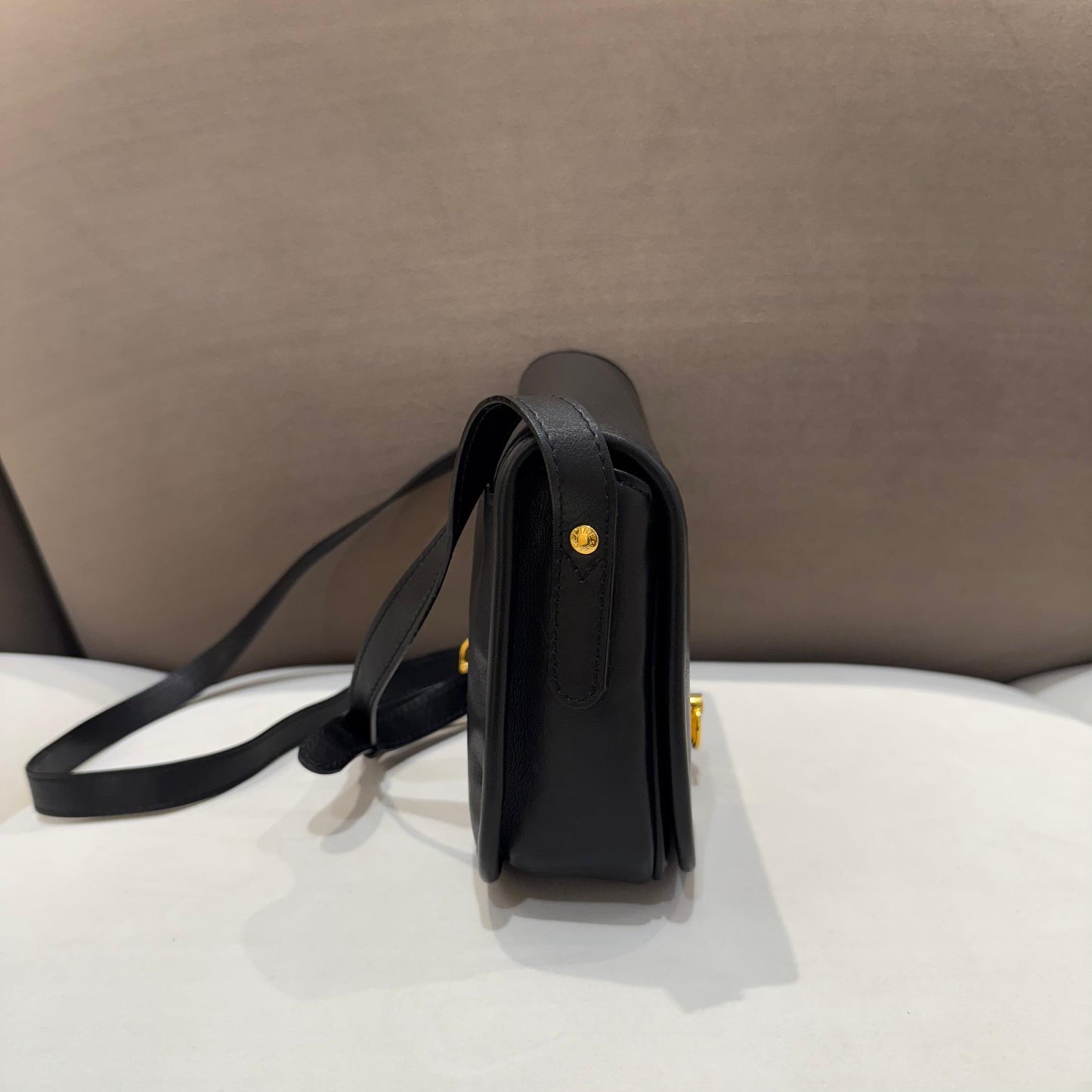 Celine Vintage Gancini Mini Flap Black Calfskin Shoulder Bag