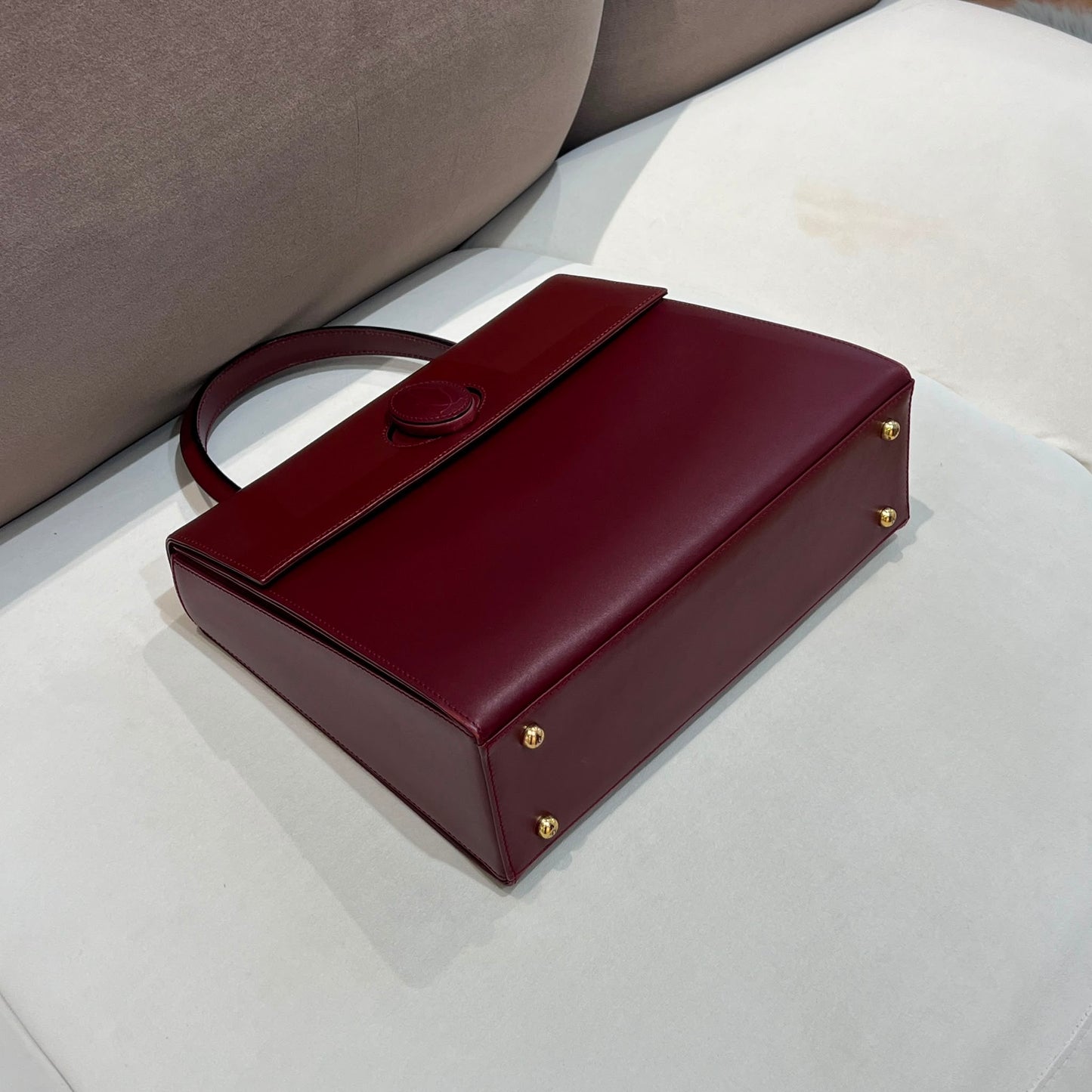 Cartier Vintage Must De Cartier Bordeaux Leather Top Handle Handbag