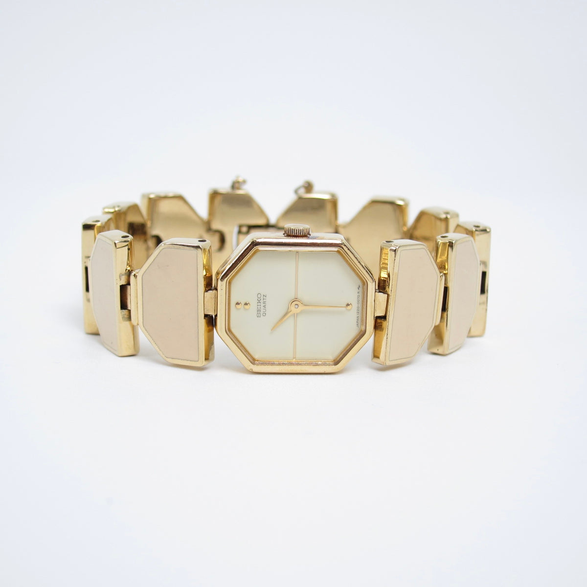 Seiko Vintage Octagon Dial Ivory Enamel Golden Watch