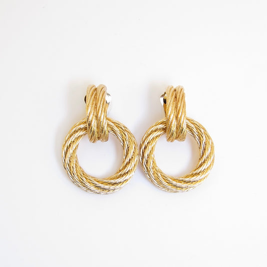 Christian Dior Vintage Twisted Rope Golden Clip-on Earrings