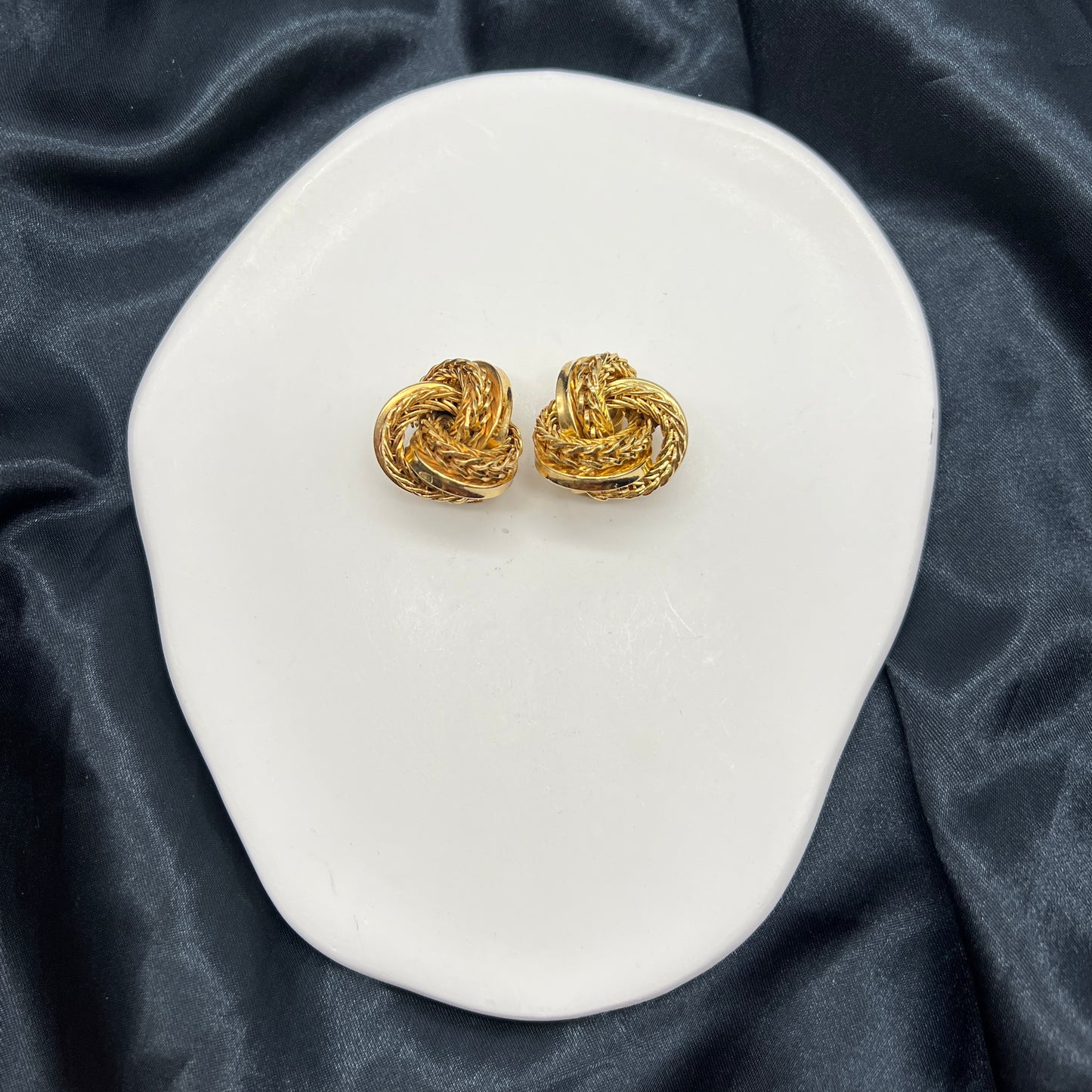 Christian Dior Vintage Golden Twist Clip-On Earrings