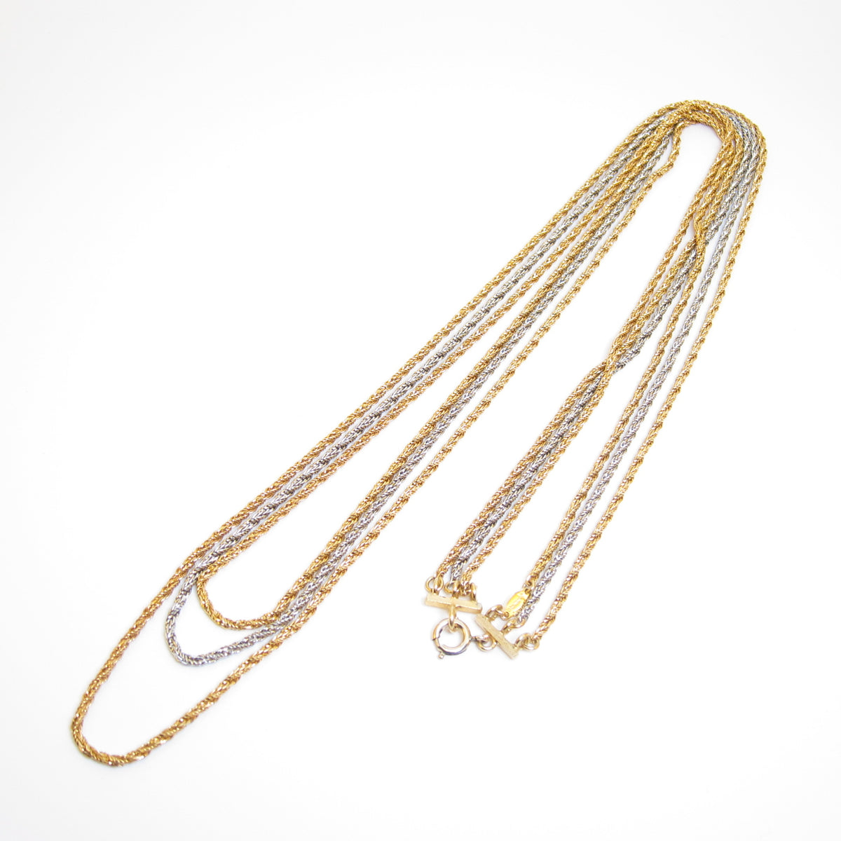 Christian Dior 中古三層混合金屬色長頸鏈，80 厘米
