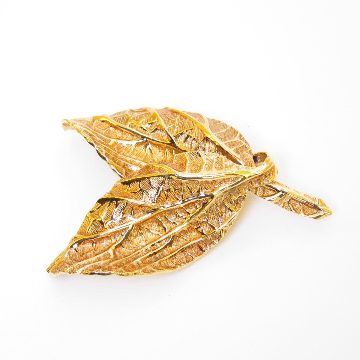 Christian Dior Vintage Leaf Motif Golden Brooch