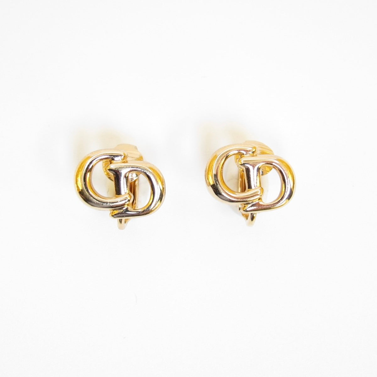 Christian Dior 中古交疊 CD 字母金色耳夾