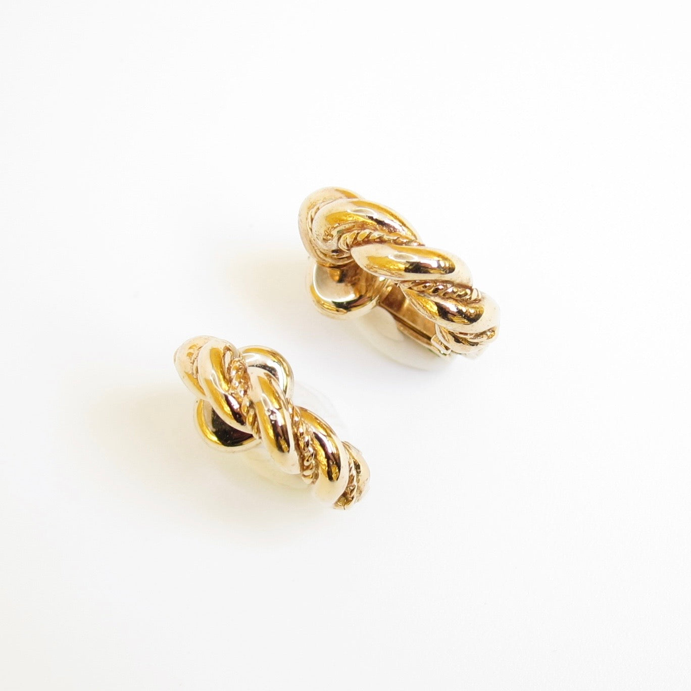 Christian Dior Vintage Twisted Rope Hoop Clip-On Earrings