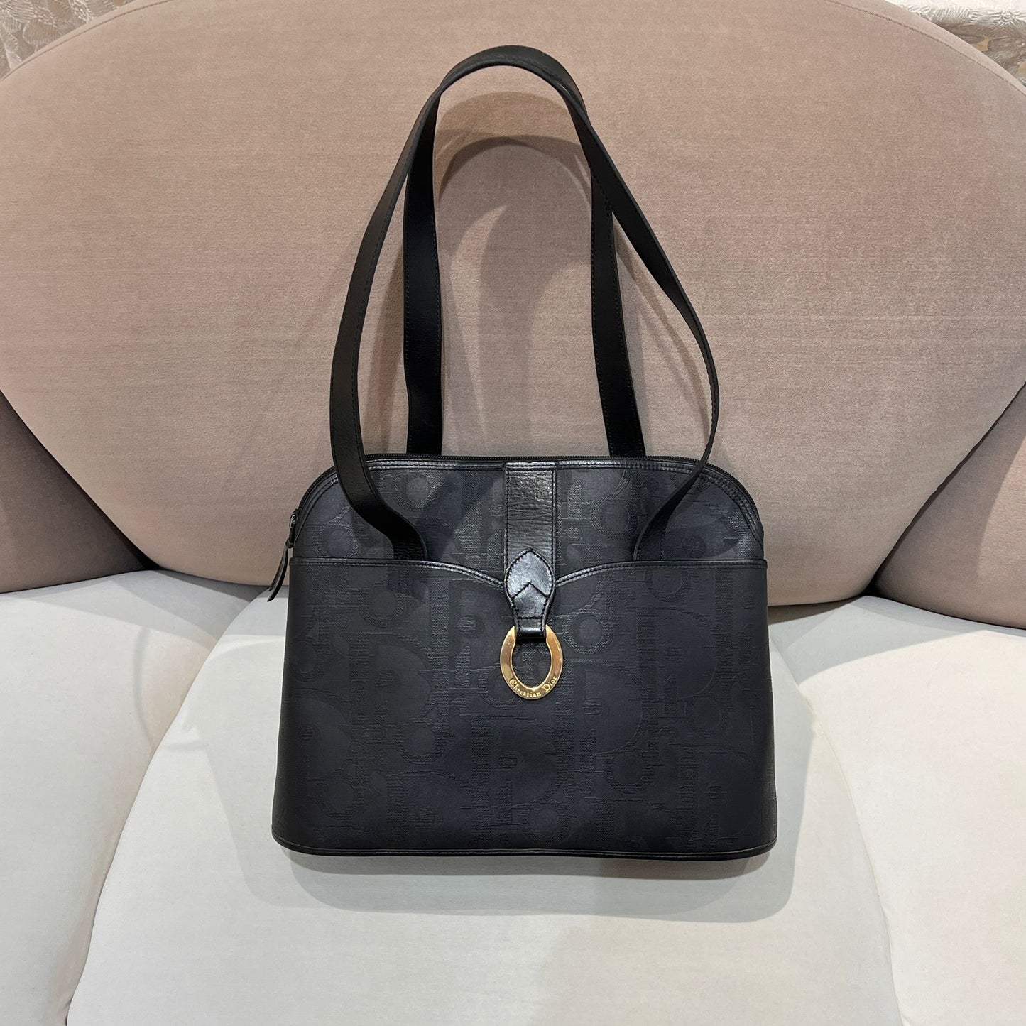 Christian Dior Vintage Black Trotter Pvc Tote Bag