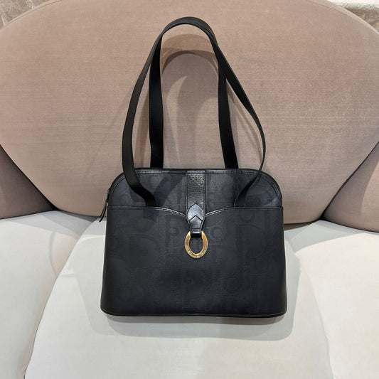 Christian Dior 復古黑色 Trotter PVC 手提包