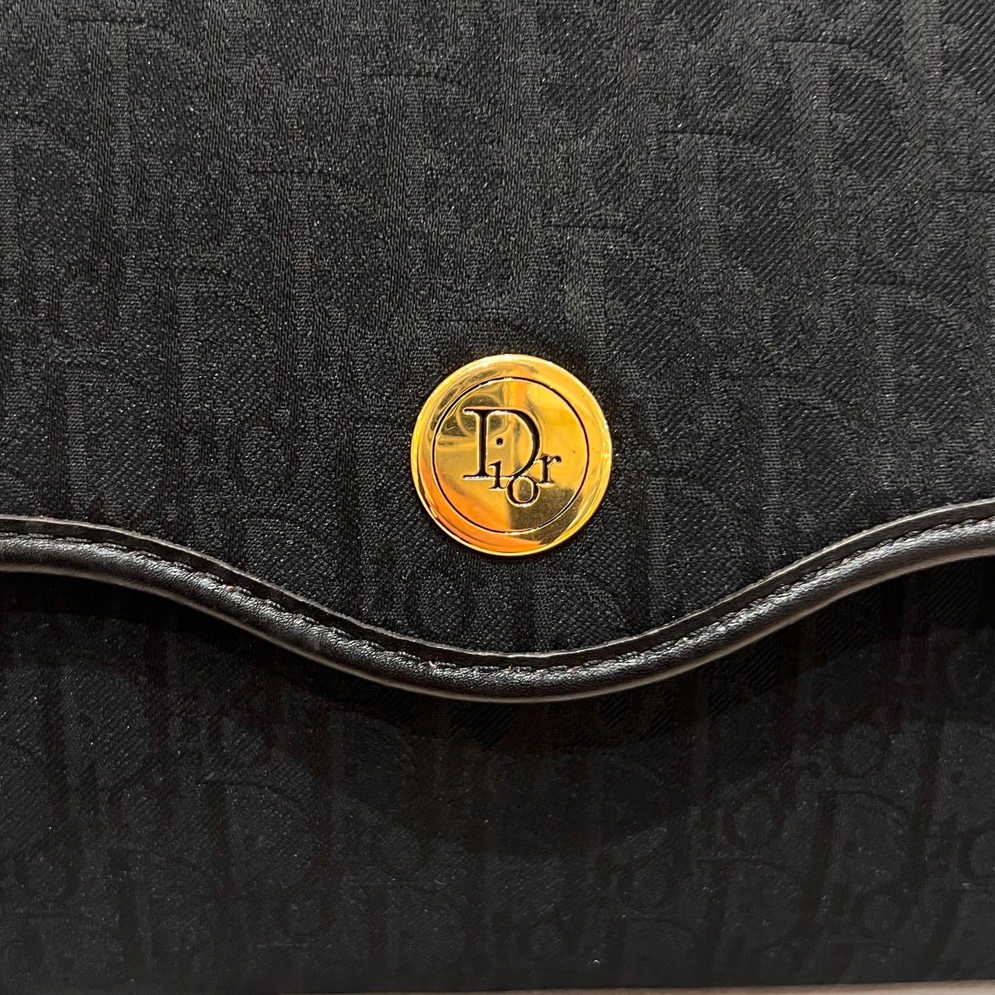 Christian Dior Vintage Black Trotter Jacquard Shoulder Bag