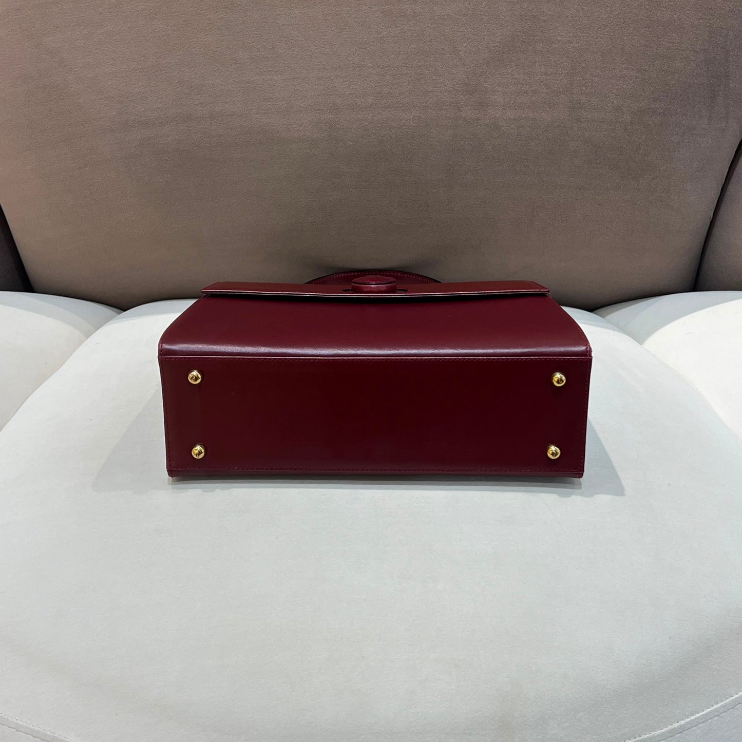 Cartier Vintage Must De Cartier Bordeaux Leather Top Handle Handbag