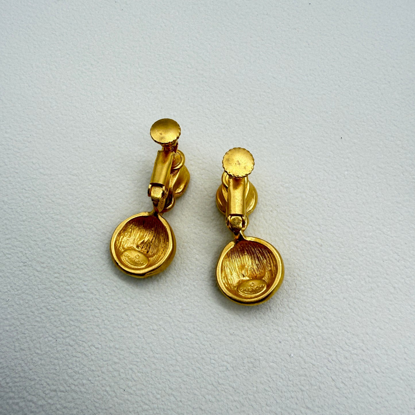Givenchy Vintage Round Shape Dangling Golden Clip-on Earrings
