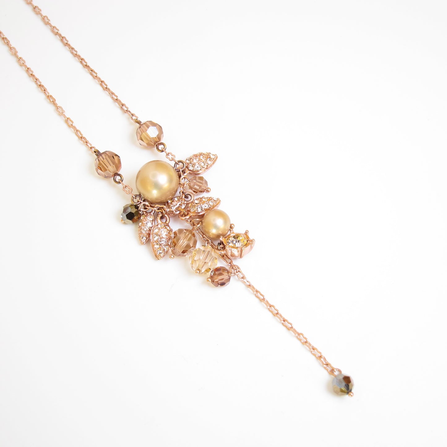 Givenchy Vintage Pearl and Brown Tone Stone Necklace